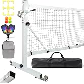 KEXORAVON Portable Pickleball Net Set with Wheels, 22 FT Regulation Size Pickleball Net System with Hand Winch Anti-Sag, 2 Paddles, 4 Balls &amp; Court Markers, Indoor/Outdoor Pickleball Equipment