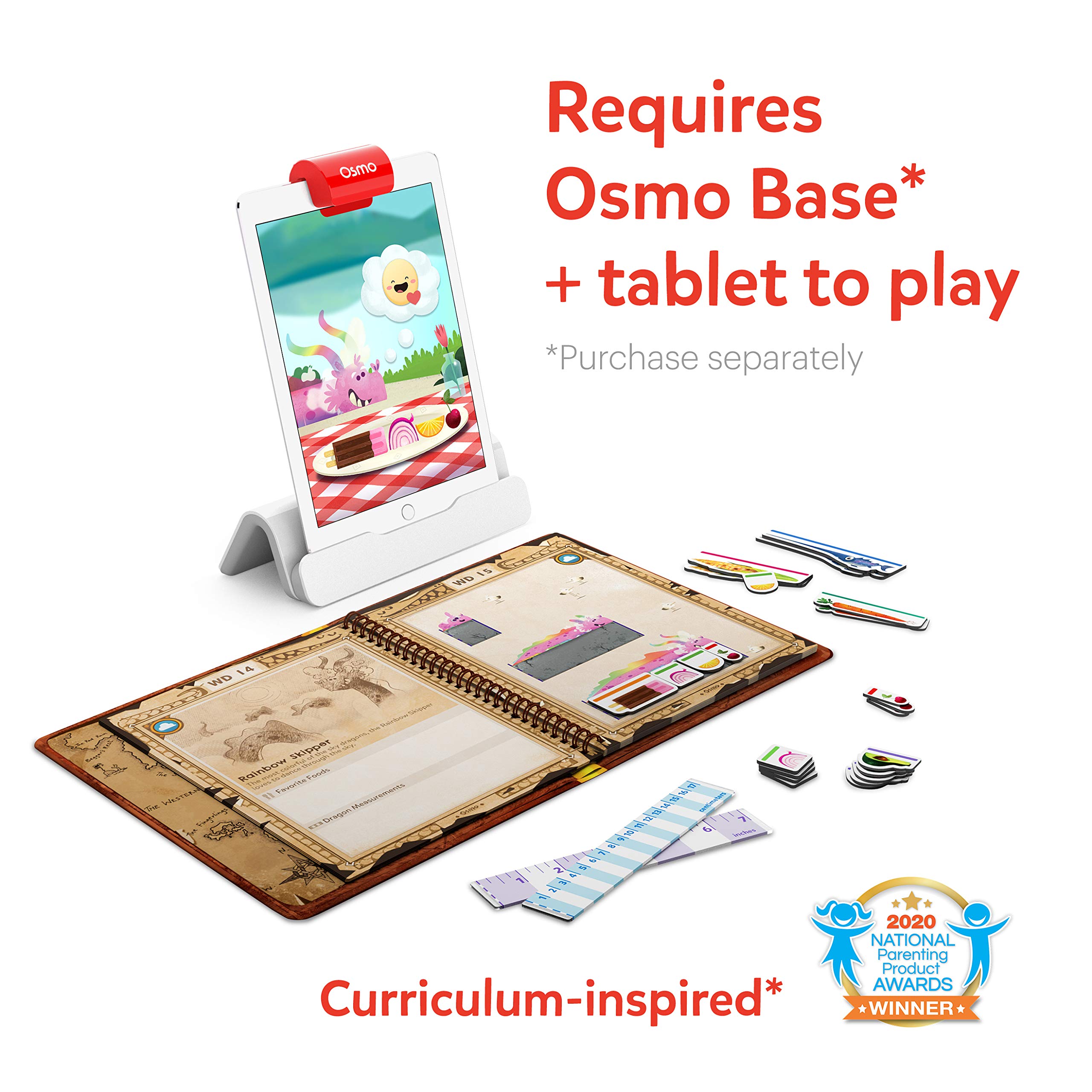 Osmo-Math Wizard and the Secrets of the Dragons for iPad & Fire Tablet-Ages 6-8/Grades 1-2-Measurement & Estimating-Curriculum-Inspired-STEM Toy Gifts for Kids,Boy&Girl-Ages 6 7 8(Osmo Base Required)