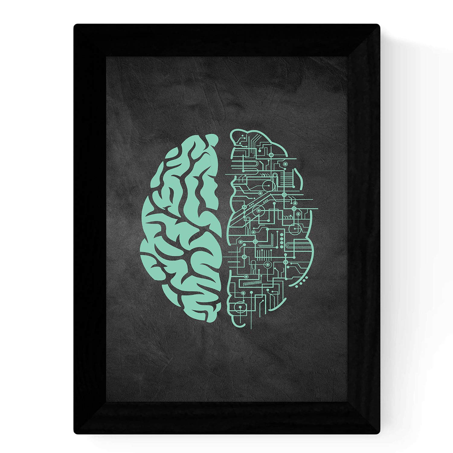 Nacnic Black and Blue Brain Print. Blackboard background posters in minimalist style. Size A4, frameless. — image 1
