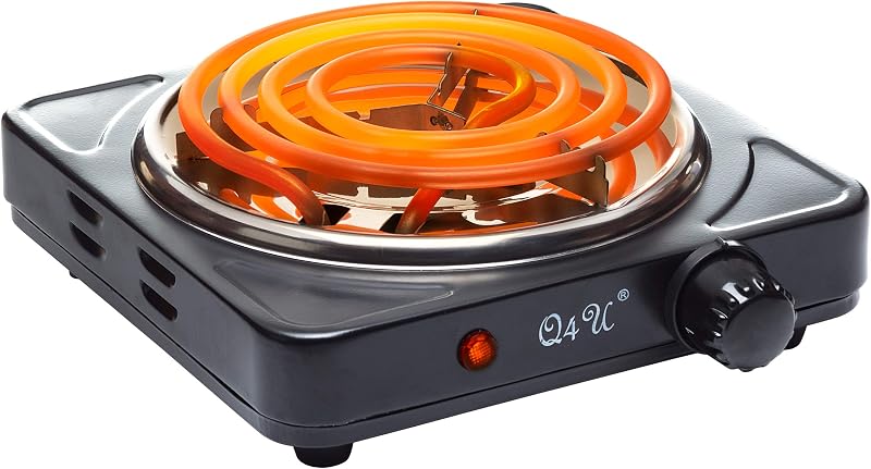 Q4U 1500W Electric Charcoal Burner Starter Coals Coconut Shells Black Slim