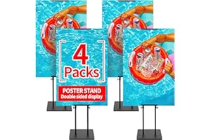 VAIIGO 4Packs Poster Stand for Display, Heavy Duty Floor Standing Sign Stand, Double-Sided Poster Board Stand, Adjustable Hei