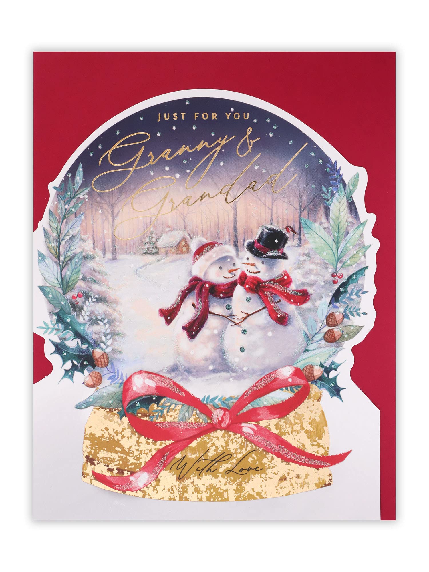 Clintons Greeting Card: Granny & Grandad Snowglobe Christmas Card, Multi-Colour, 155 x 201