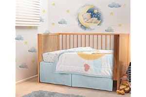 Bedward 100 Percent Cotton (Excluding Quilt Filling) 3 Piece Baby, Toddler Crib Bedding Set ; Includes Fitted Sheet, Bed Skirt and Comforter Quilt for Nursery (Dreaming of Tomorrow) 100C20213