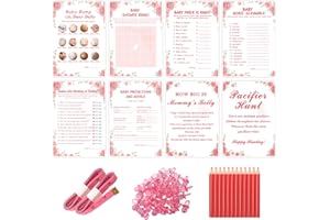 OLOUTAB Baby Shower Games for Girl-8 Games,Fun and Easy to Play,Includes Baby Shower Bingo,Price is Right,Guess Who Mommy or Daddy,Word Scramble,Prediction and Advice,How Big is Mommys Belly,Pacifier Hunt