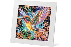 DIYGEMDOT Hummingbird Diamond Painting Kit for Kids with Wooden Frame, 5D Diamond Art Gem Painting for Beginners, Gem Art Crafts and Gifts for Girls and Boys Ages 4-5-6-7-8-9-10-11-12 (7X7 Inches)