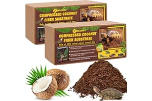 ZeeDix 2 Pack Coconut Fiber Substrate, 100% Organic Coconut Husk Coco Coir Brick Terrarium Bedding for Reptiles, Tortoise, Bearded Dragon, Leopard Gecko, Snake, Hermit Crabs, Frogs, Tarantula