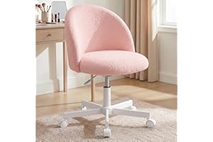 NEO CHAIR Office Vanity Chair with Wheels Comfy Desk Chair for Girls Cute Computer Small Armless Adjustable Height Swivel for Home Bedroom Task (Pink)