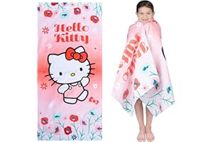 Franco Kids Super Soft Cotton Beach Towel, 58 in x 28 in, Hello Kitty