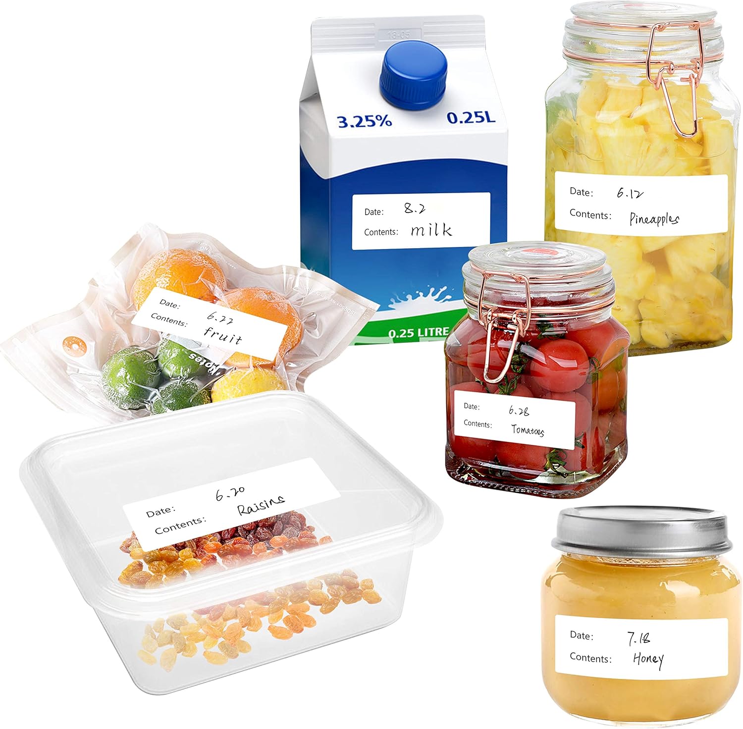 500 Freezer Refrigerator Food Labels Reminder Water Oil Resistant in Roll with Perforation Line, Removable Adhesive (Each measures 1” X 3”) : Office Products