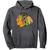 Chicago Blackhawks Icon Dark Heather Officially Licensed Pullover Hoodie
