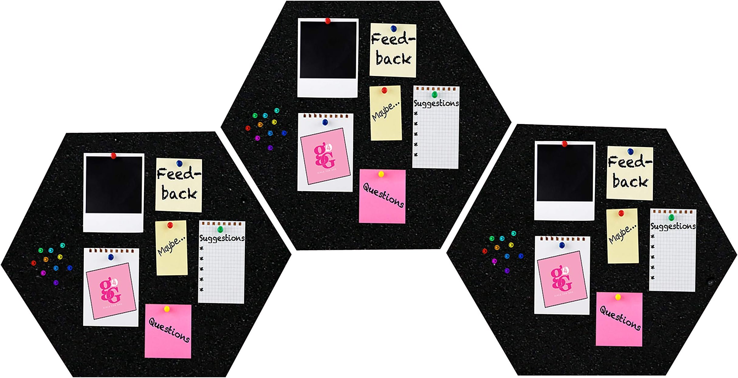 Flyura (1 Ft. Each) Black Pin Board, Wall Hanging, Photo Display Board, Wall Decor, Home Decor, Office Decor, Key Hanger - (Pack of 3)