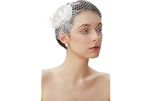 BABEYOND Veil Fascinator Hat for Women Peacock Feather Fascinators Hair Clip with Removable Veil Tea Party Hat Bridal Wedding
