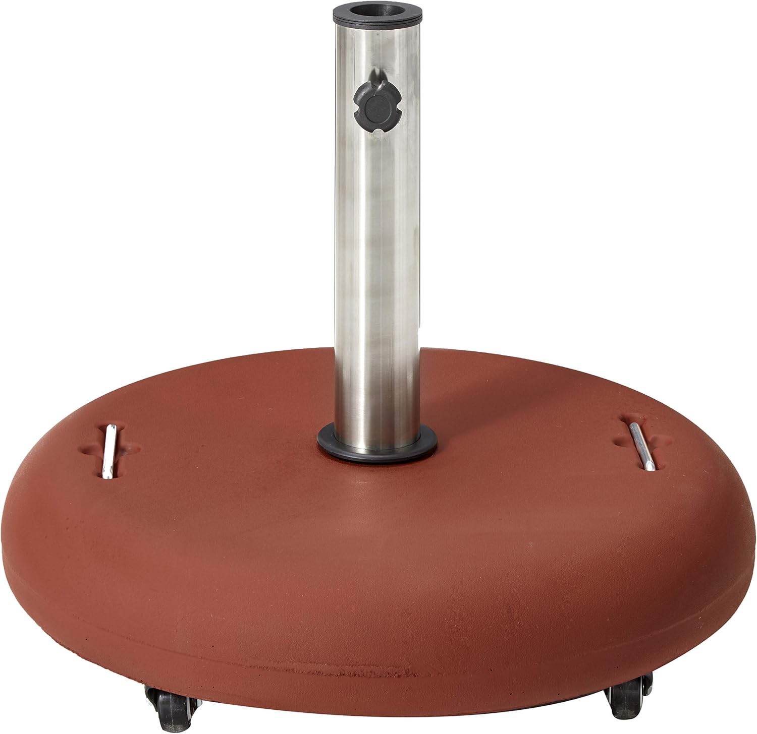 Amazon Com Christopher Knight Home Louise Outdoor Red Concrete Circular 80lb Base With Steel Umbrella Holder 21 65 X 21 65 X 17 00 Furniture Decor