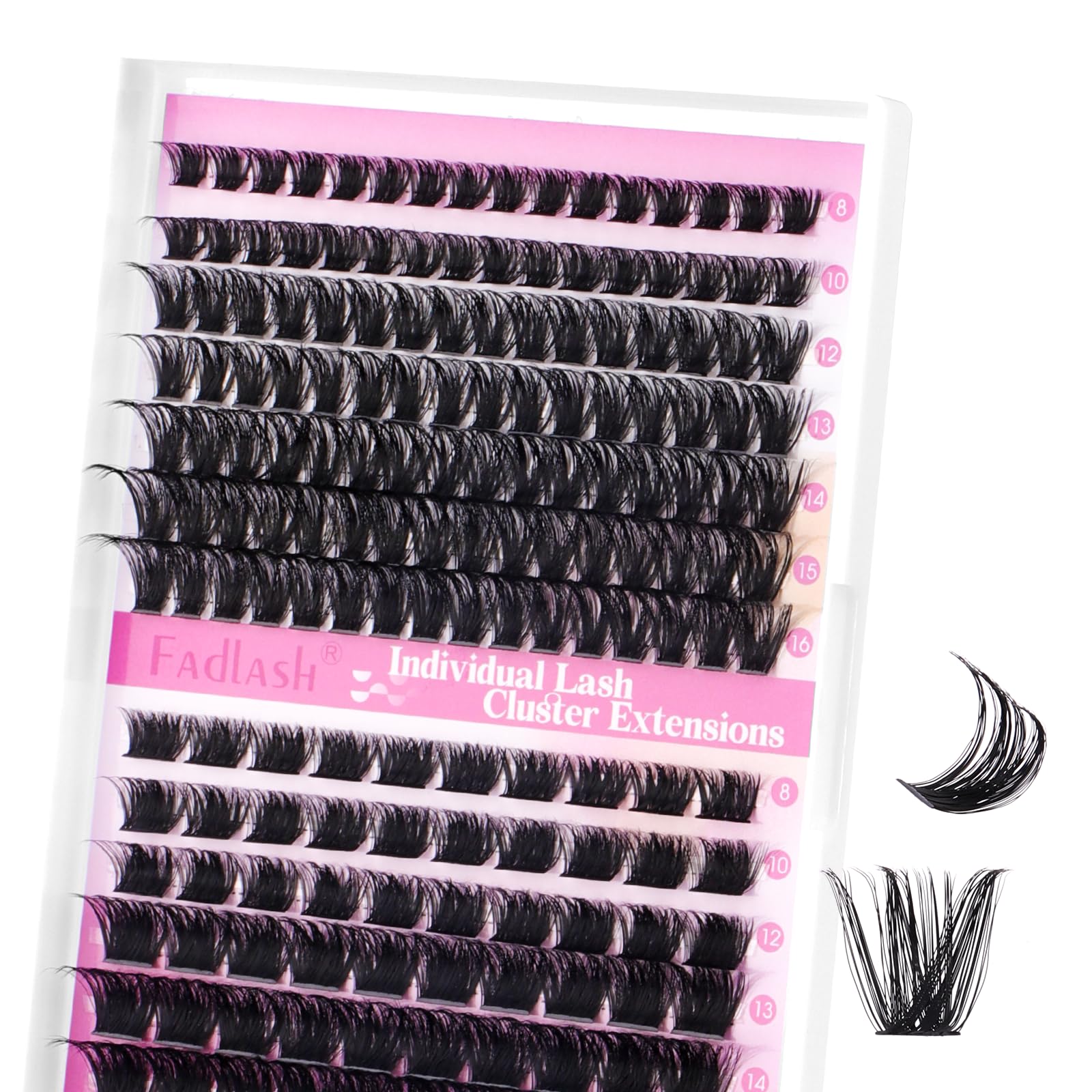 FADLASH 100D+200D 0.07mm D Curl 8-16mm Russian Volume Natural Wispy Fluffy Cluster Lashes DIY Eyelash Extensions — image 1