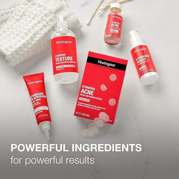 NEUTROGENA STUBBORN TEXTURE RESURFACING SERUM WITH 10% NIACINAMIDE & 4% NEOGLUCOSAMINE DESIGNED FOR ACNE-PRONE, IMPROVES UNEVEN SKIN TONE & REFINES TEXTURE, FRAGRANCE-FREE, 1 FL. OZ
