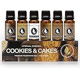 Eternal Essence Oils Cookies & Cakes Set of 6 Premium Fragrance Oils - Includes Caramel Nut Muffin, Oatmeal Cookie Dough, Malibu Rum Cupcakes, Maple Pecan, Snickerdoodle, and Cinnabon - 10ML
