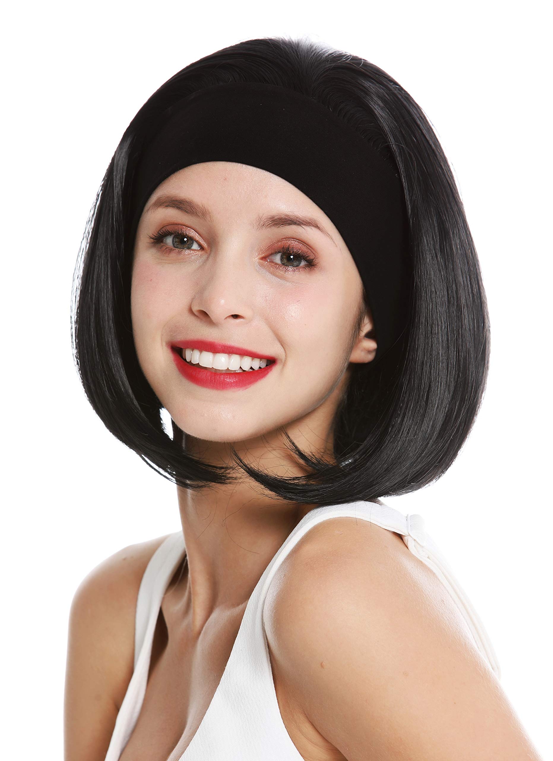WIG ME UP - GFW948-H-1 women's party wig headband short sleek 80's retro look black