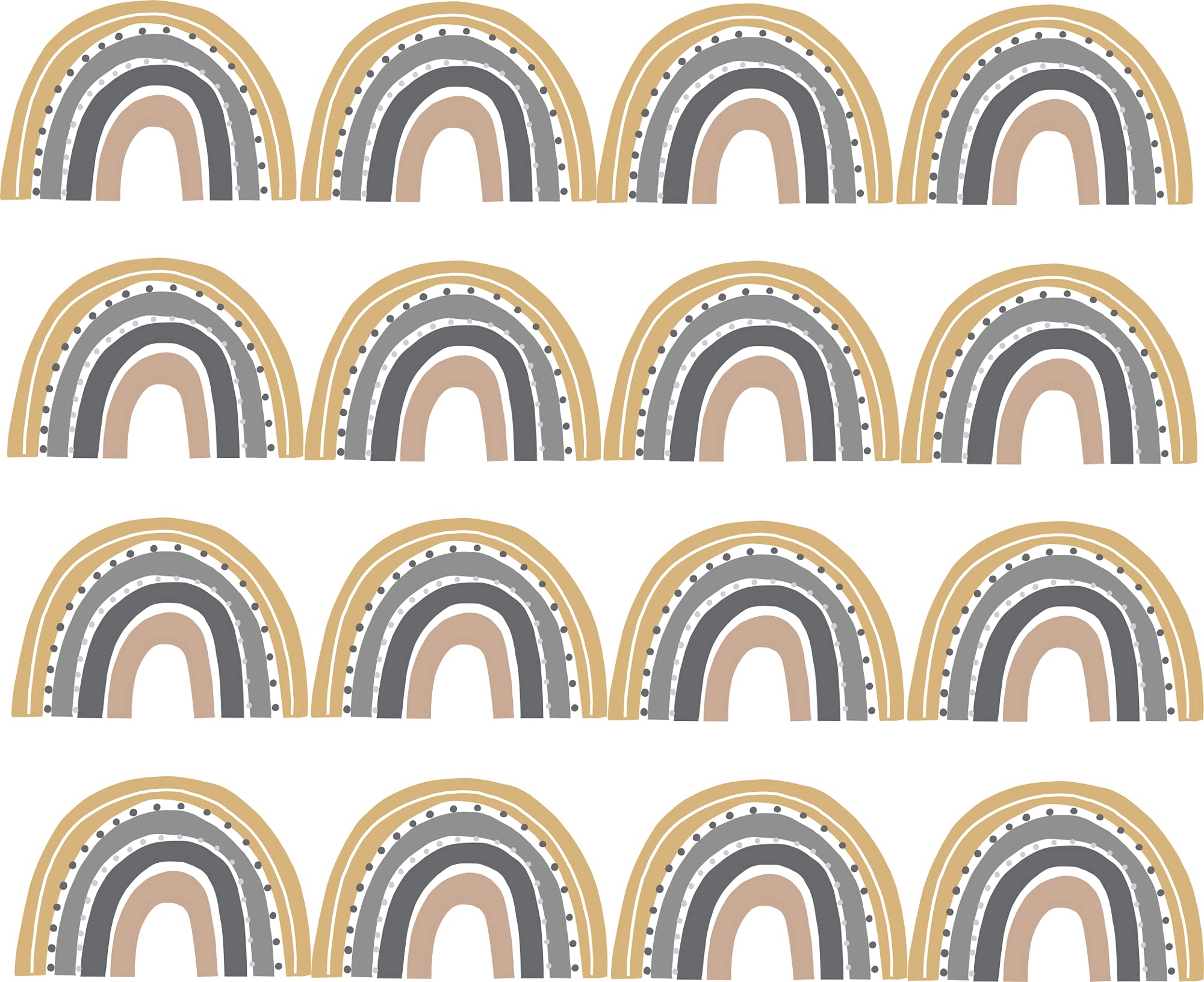 Pandawal Mini Rainbow Wall Sticker Set for Baby and Children's Room, Small Decorative Rainbow Wall Stickers for Girls and Boys, Wall Decoration (Mustard Grey, 16)