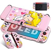 Xcitifun Protective Case Compatible with Switch OLED TPU Cases for Girls Boys Kids Cartoon Cute Kawaii Switch 2021 Protect Shell Designed for OLED Cover - Pink Princess