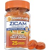 Zicam Cold Remedy Zinc Medicated Fruit Drops, Orange, 25 Count (Pack of 1) | Homeopathic Cold Remedy with Zinc, Shorten Colds, Chewy Drops, Ultimate Orange Flavor