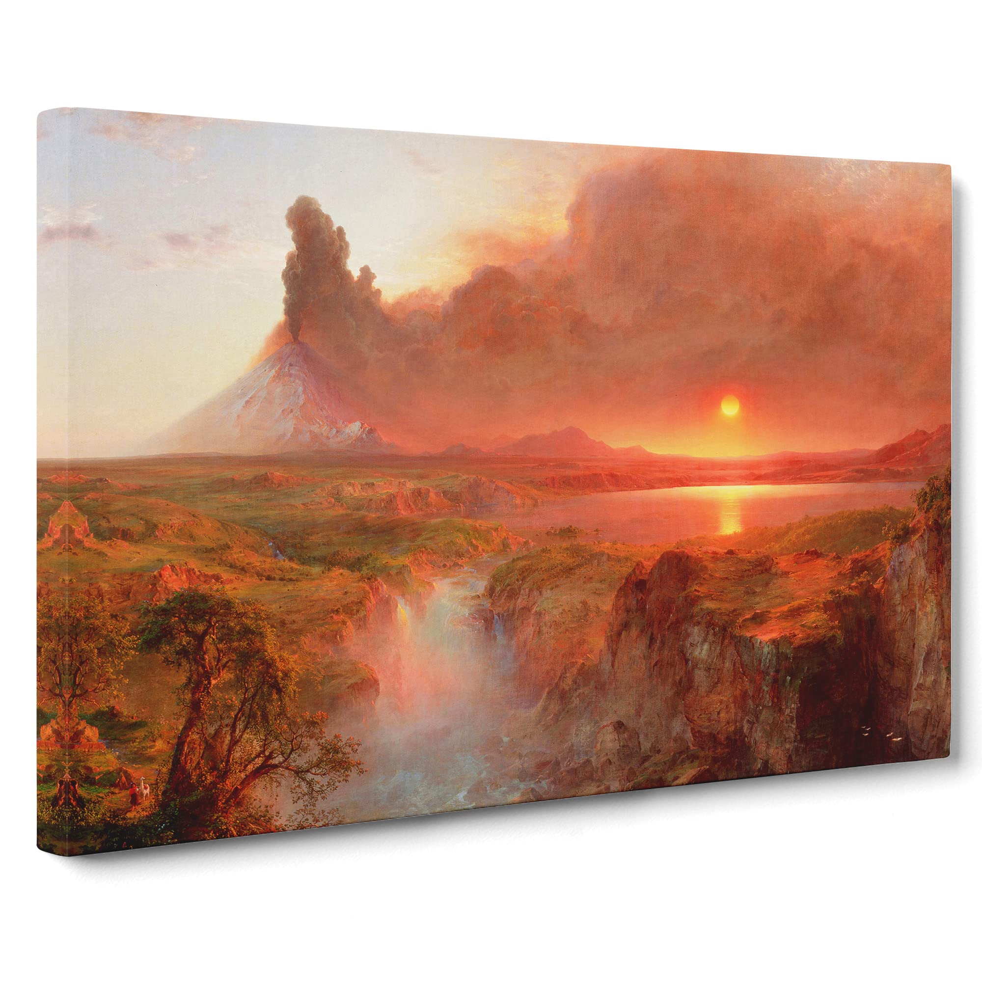Cotopaxi Sunset By Frederic Edwin Church Canvas Print | Gallery Wrapped 30mm Frame Wall Art | 20x14 inches | Ready to Hang | Classic Landscape Picture | Living Room Bedroom Lounge Office