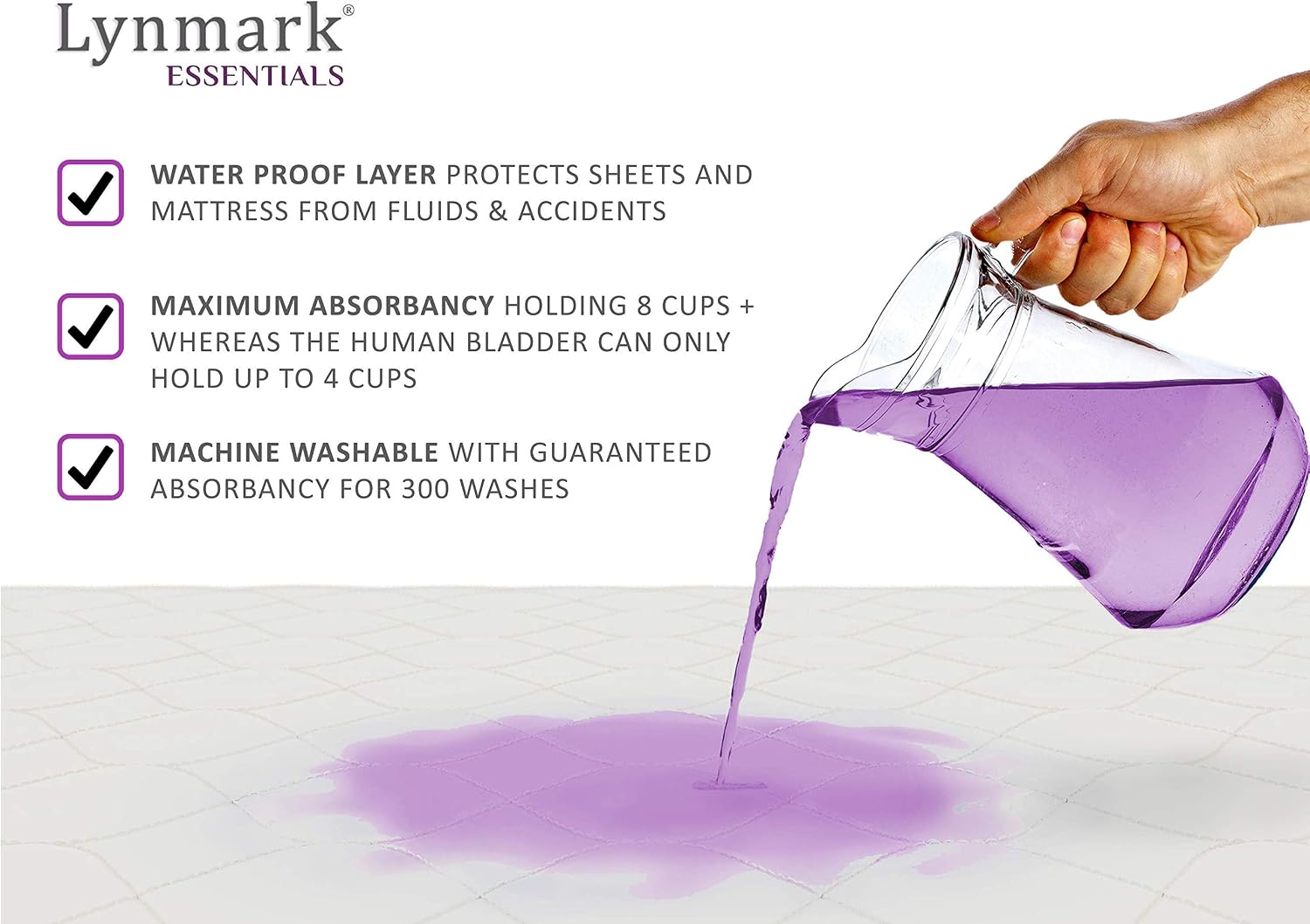 Lynmark® 2x Waterproof Bed Protector with Tuck-In Flaps, Washable Bedwetting & Incontinence Sheets Absorb Up to 2L - Image 5