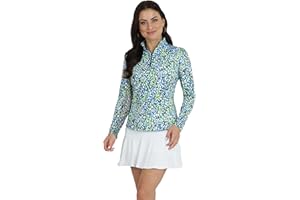 IBKUL Women’s Sun Protective UPF50+ Icefil Cooling Naomi Print Long Sleeve Mock Neck Top – 10761