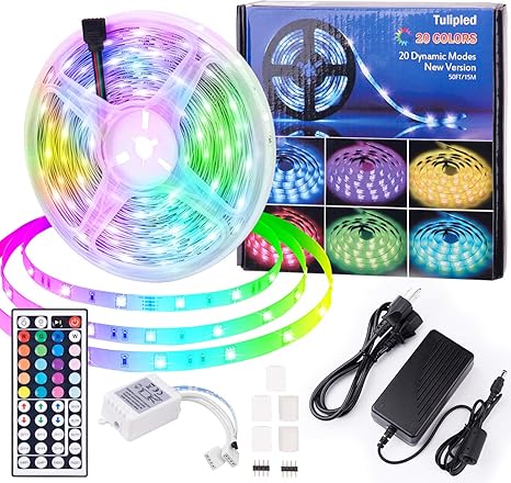 tira de luces led de 50 pies decoracion de dormitorio cambio de color 5050 rgb luces led para decoracion habitacion fuente de alimentacion remota