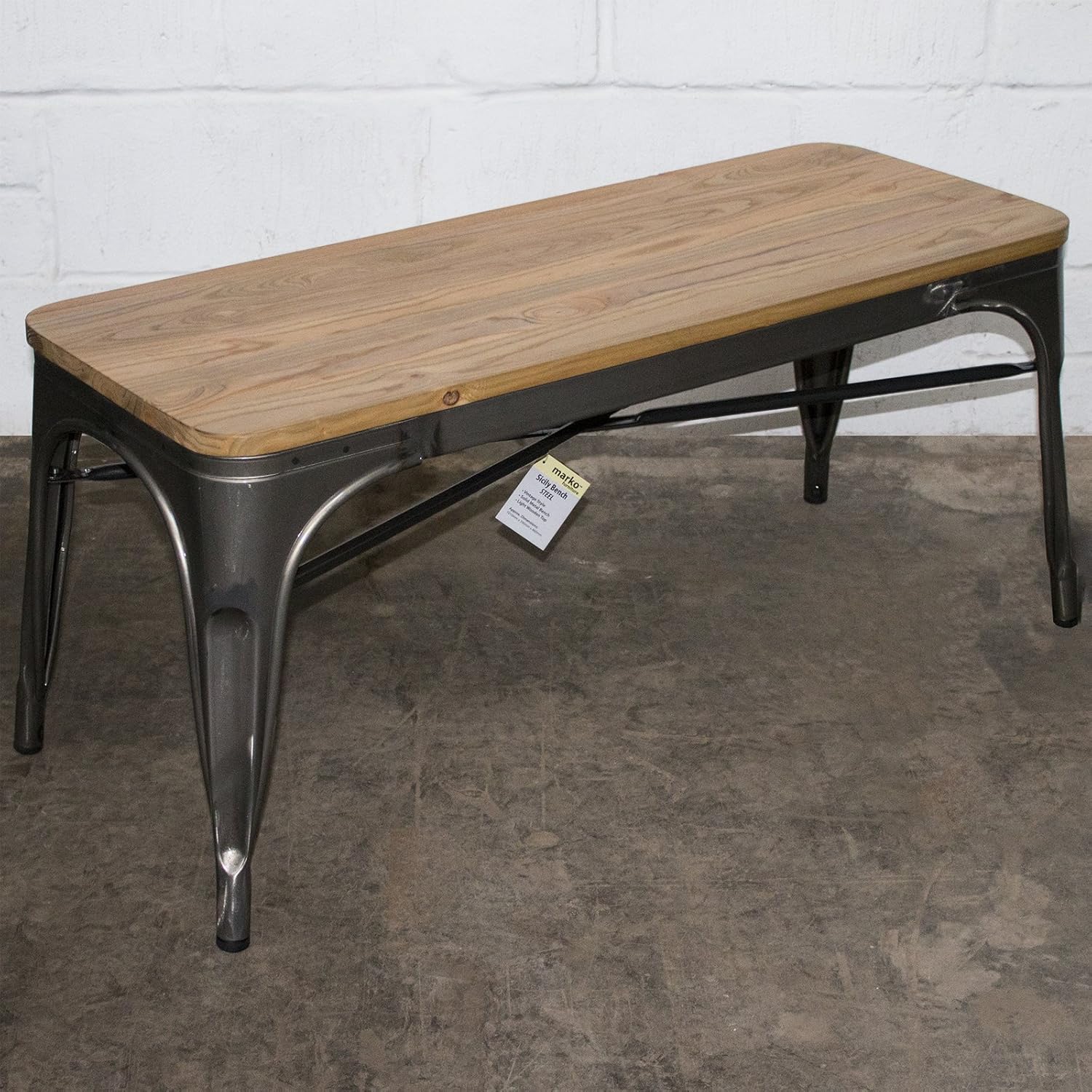 Marko Furniture Industrial Bench Seat Metal Rustic Vintage Furniture