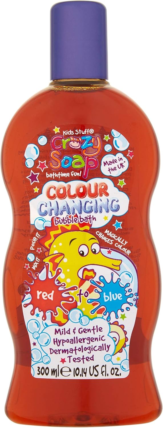 Kids Stuff Crazy Soap Colour Changing Bubble Bath, Red to Blue, 300ml BigaMart