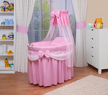 WALDIN Baby Stubenwagen-Set mit Ausstattung, XXL, Bollerwagen,komplett, 4 Modelle wählbar,rosa/weiß