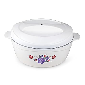 Cello Roti Plus Plastic Casserole with Lid, 2.5 Liters, White/Grey