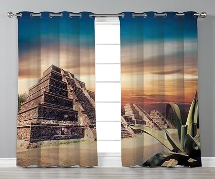 Thermal Insulated Blackout Grommet Window Curtains Mesoamerican