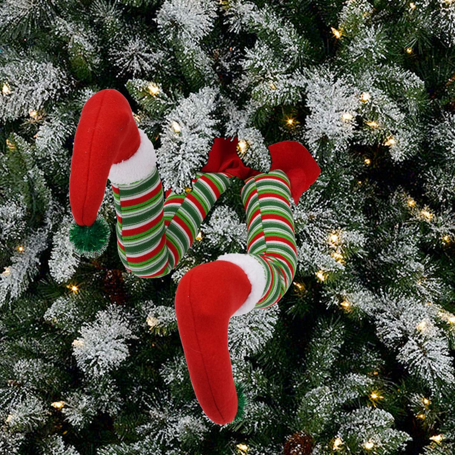 20" Elf Legs for Christmas Decorations Stuffed Elf Legs Stuck in Christmas Tree Christmas Ornament for Fireplace Car Party Decoration - Red