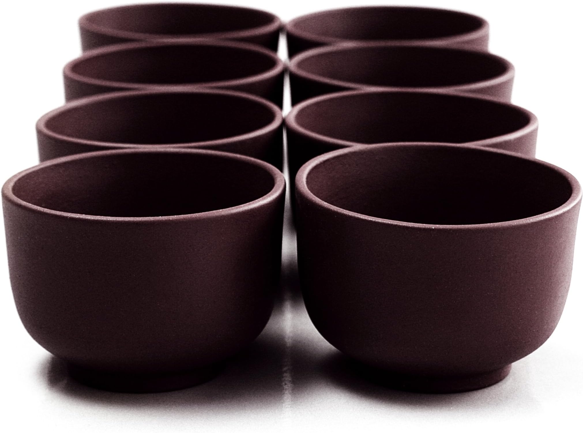 Dark Eggplant Yixing 3 Ounce Teacup, Set of 8
