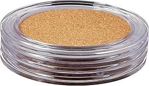 Spectrum Diversified, Clear Acrylic & Cork Set Set of 4 Absorbent Cork Coffee Tables, Drink Coasters to Prevent Water Damage