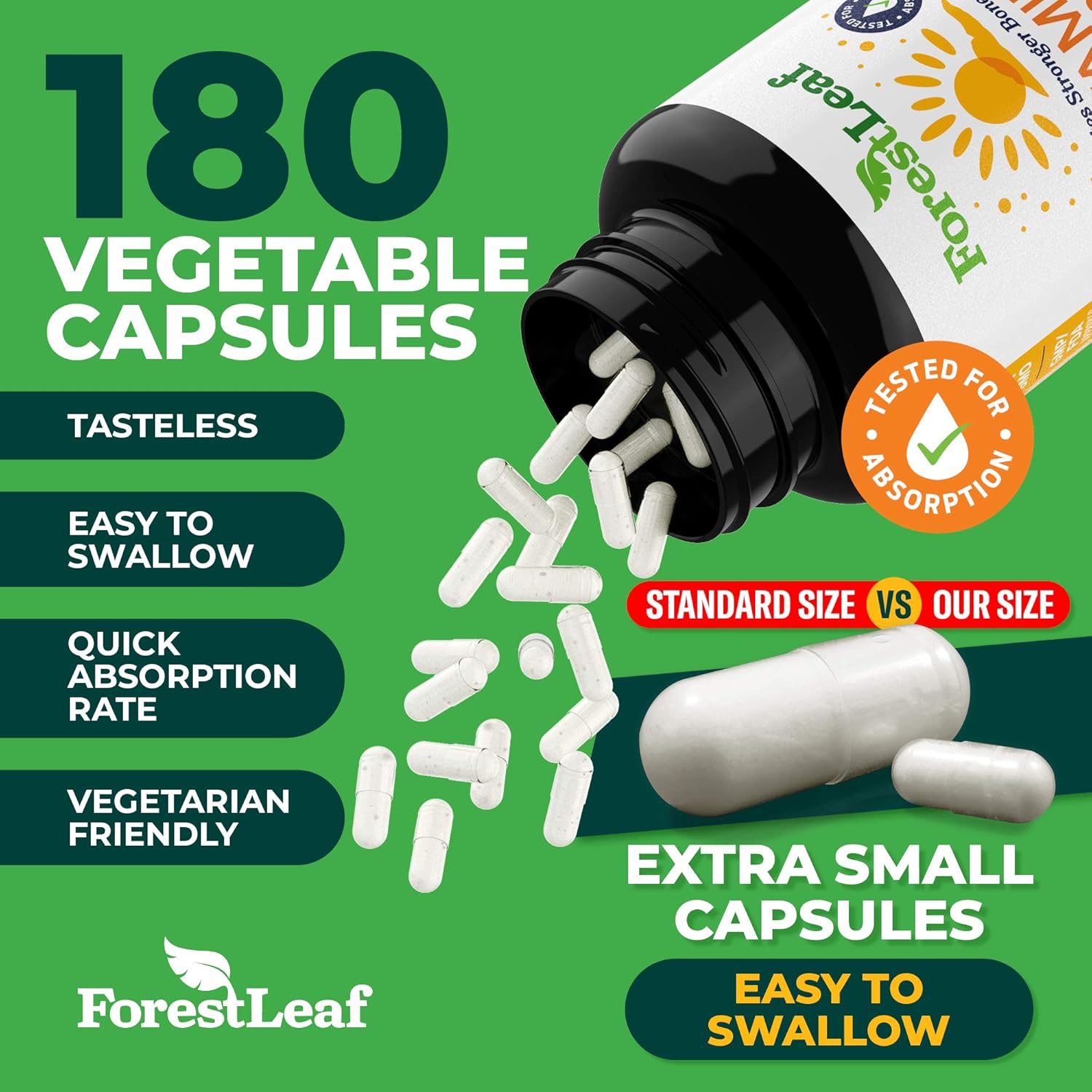 Vitamin D3 5,000 IU Daily Supplement - 180 Vegetable Capsules - by ForestLeaf: Health & Personal Care