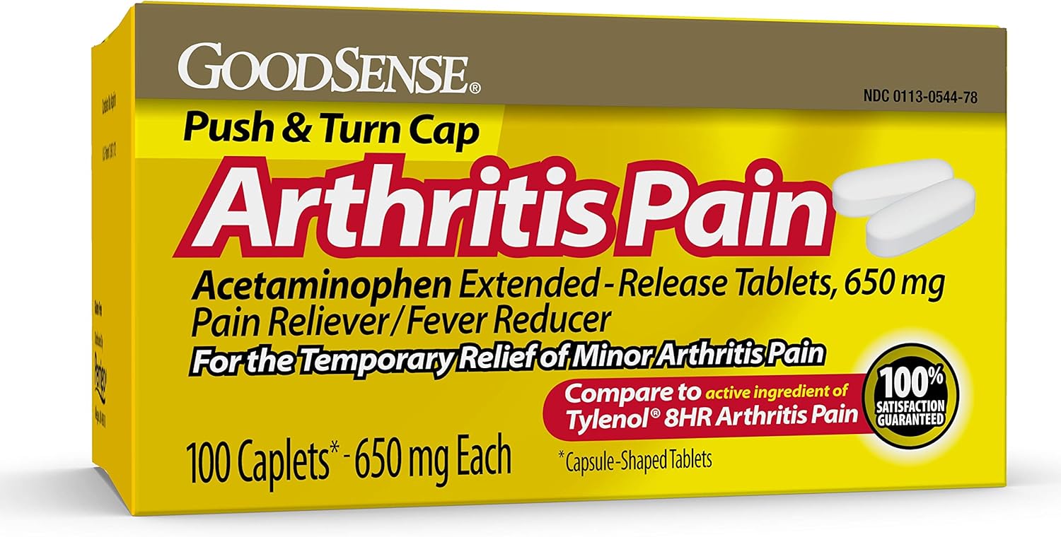 GoodSense Acetaminophen Extended-Release Tablets 650 mg (Arthritis Pain), 100 Count. May Provide Temporary Pain Relief from: Minor Pain of Arthritis, The Common Cold, Headache, and Toothache: Health & Personal Care