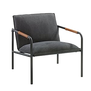 Sauder 422355 Boulevard Cafe Metal Lounge Chair, L: 25.98" x W: 28.35" x H: 26.77", Charcoal Gray finish