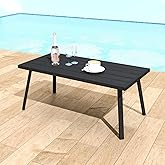 Helios&amp;Hestia Small Rectangle Iron Outdoor Coffee Side End Table for Patio, Deck, Backyard, Garden, Poolside, Black