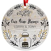 Soul Décor Custom Christmas Ornament 2025, Our New Home 2025, Velvet Pouch and Red Ribbon Included, Large 3.75" ACM Round Ornament, Made in The USA