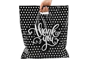 Camtoms Thank You Bags For Business | Plastic Bags With Handles | Plastic Shopping Bags for Small Business | Small Plastic Gift Bags | Boutique Bags | Merchandise Bags 16x18 100pack