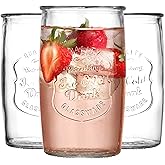 Glaver's Drinking Glasses Set of 4, Vintage Italian Style – Elegant 20 Oz Clear Tumbler Glassware Set– Genuine Artisan-Made for, Refreshing Drinks, Beverages, Cocktails.