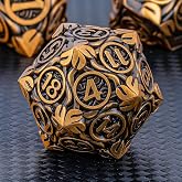 KERWELLSI Metal DND Dice Set D&amp;D, 7Pcs Nature Vines Leaf Role Playing Dice with Gift Box, Ancient Gold Dungeons Dragons D and D Game Dice D20 D12 D10 D8 D6 D4