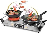Duronic Hot Plate HP2 SS 2500W Double Hob Stainless Steel with Handles