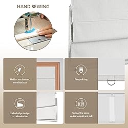 Boolegon No Drill Cordless Roman Shades for
