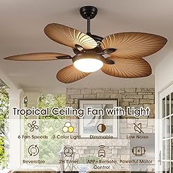Wiviniya Tropical Ceiling Fans with Lights, 52 Inch