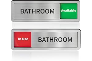 ABUDADA Bathroom Sliding Door Signs, Restroom Signs for Business Vacant Occupied Restroom Sign In Use/Available Slider Sign for Home Office Or Public Bathroom Door, Brushed Silver Stainless Steel