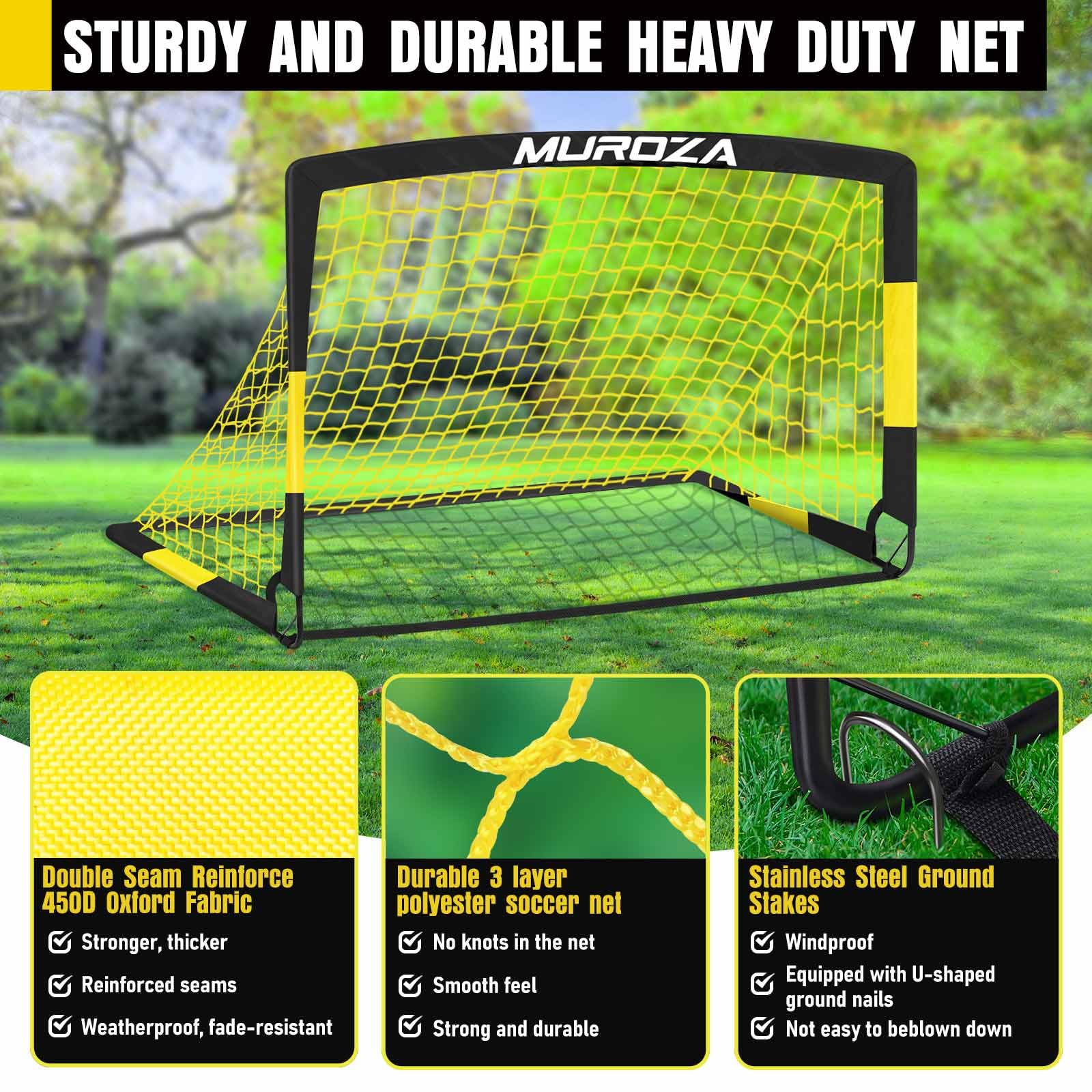 Soccer Goal, Kids Soccer Goals for Backyard Set, 2 Pack of Portable Pop Up Soccer Net with Soccer Ball, Cones, Complete Training Equipment for Youth, Toddler Outdoor Sports Games