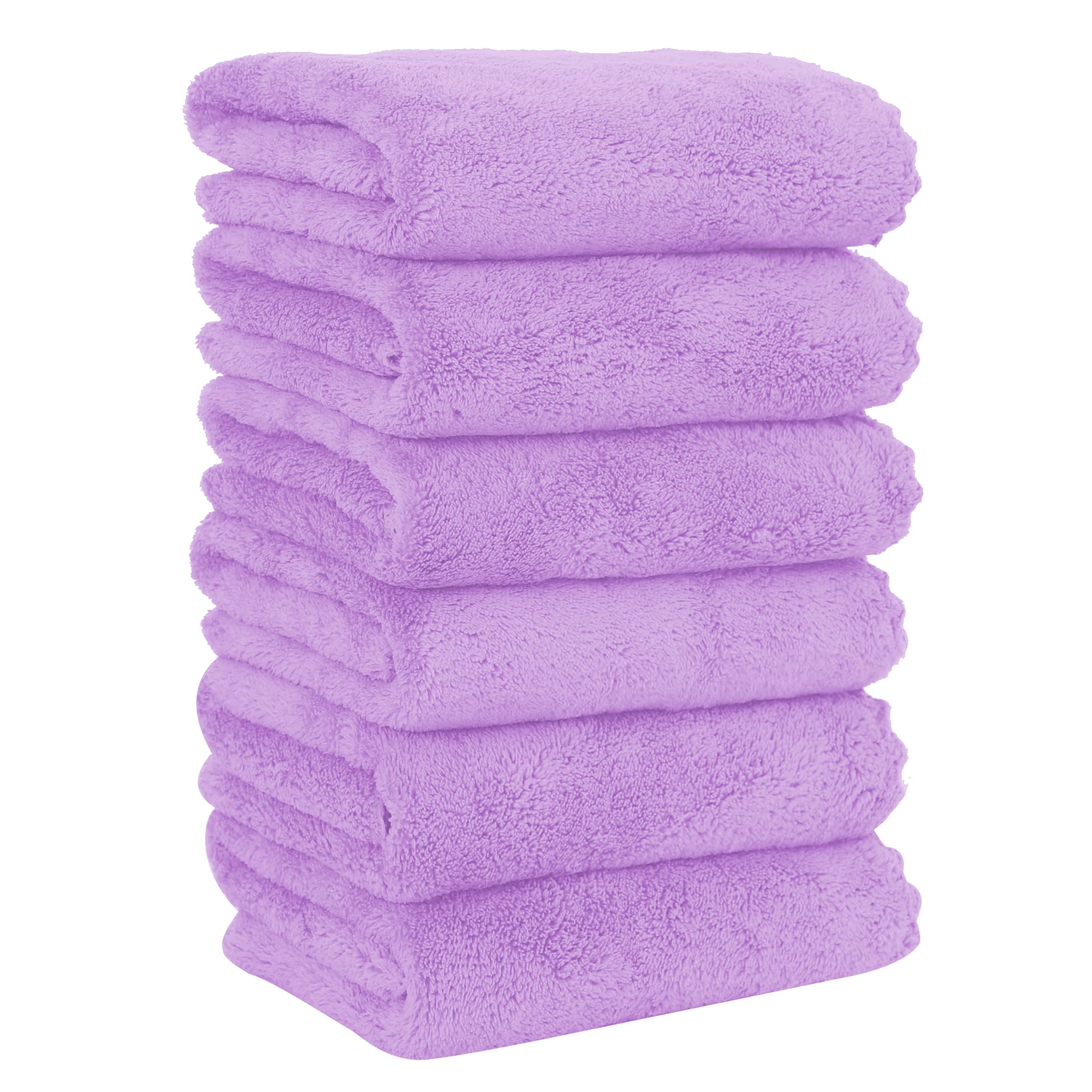 Photo 1 of MOONQUEEN 6 Pack Premium Hand Towels - Quick Drying - Microfiber Coral Velvet Highly Absorbent Towels - Multipurpose Use as Hotel, Bathroom, Shower, Spa, Hand Towel 16 x 28 inches (Purple)